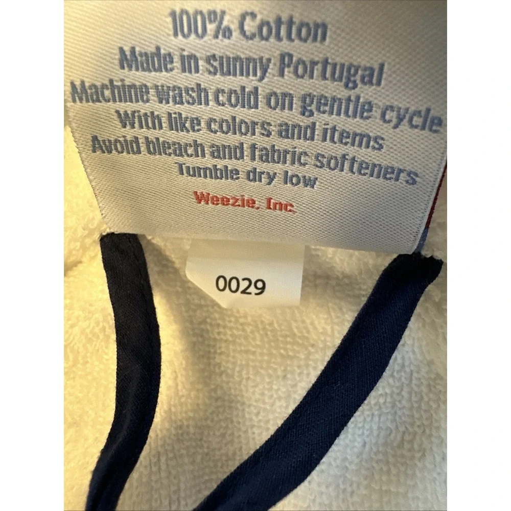 Weezie Towels Short Signature Robe Women White Size M Monogram Button Tie Waist